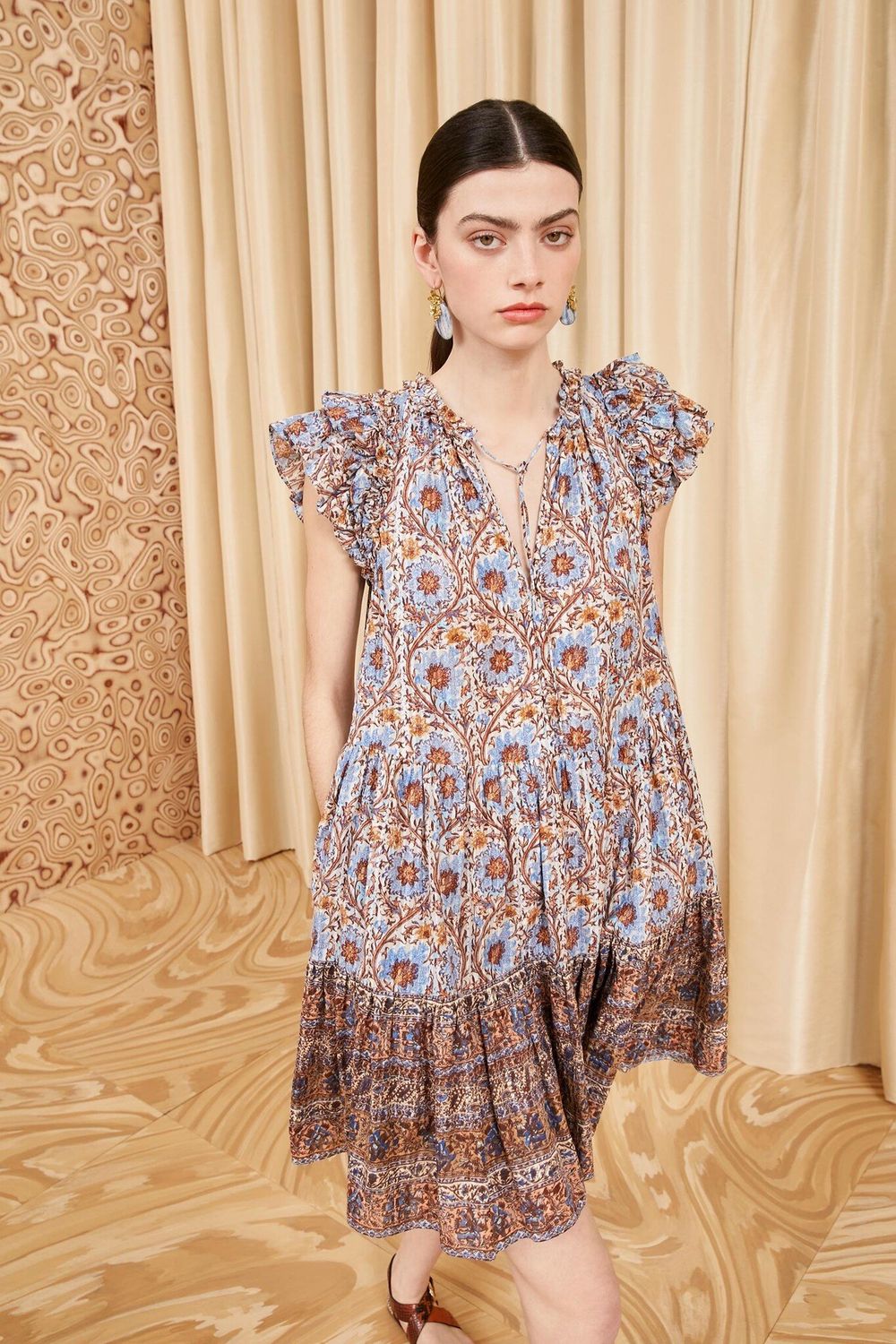 ULLA JOHNSON Coletta Dress BLOCK PRINT BOTANICA