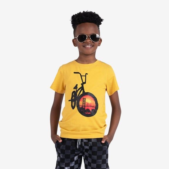 Appaman graphic short sleeve tee - bike ride goldenrod