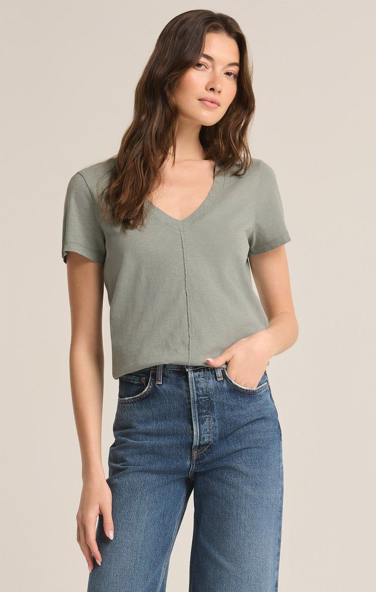Z Supply Asher V-neck Tee Harbor Gray
