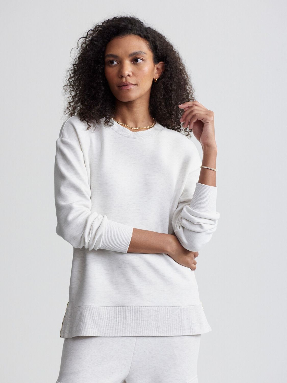 Varley Gabriella Sweat Ivory Marl