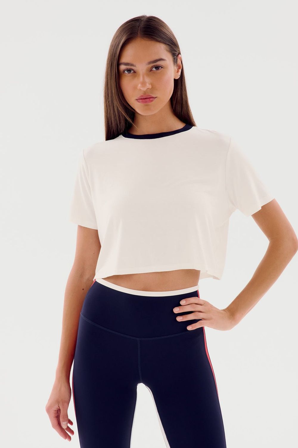 Splits 59 DJUNA CROP RINGER INDIGO/WHITE