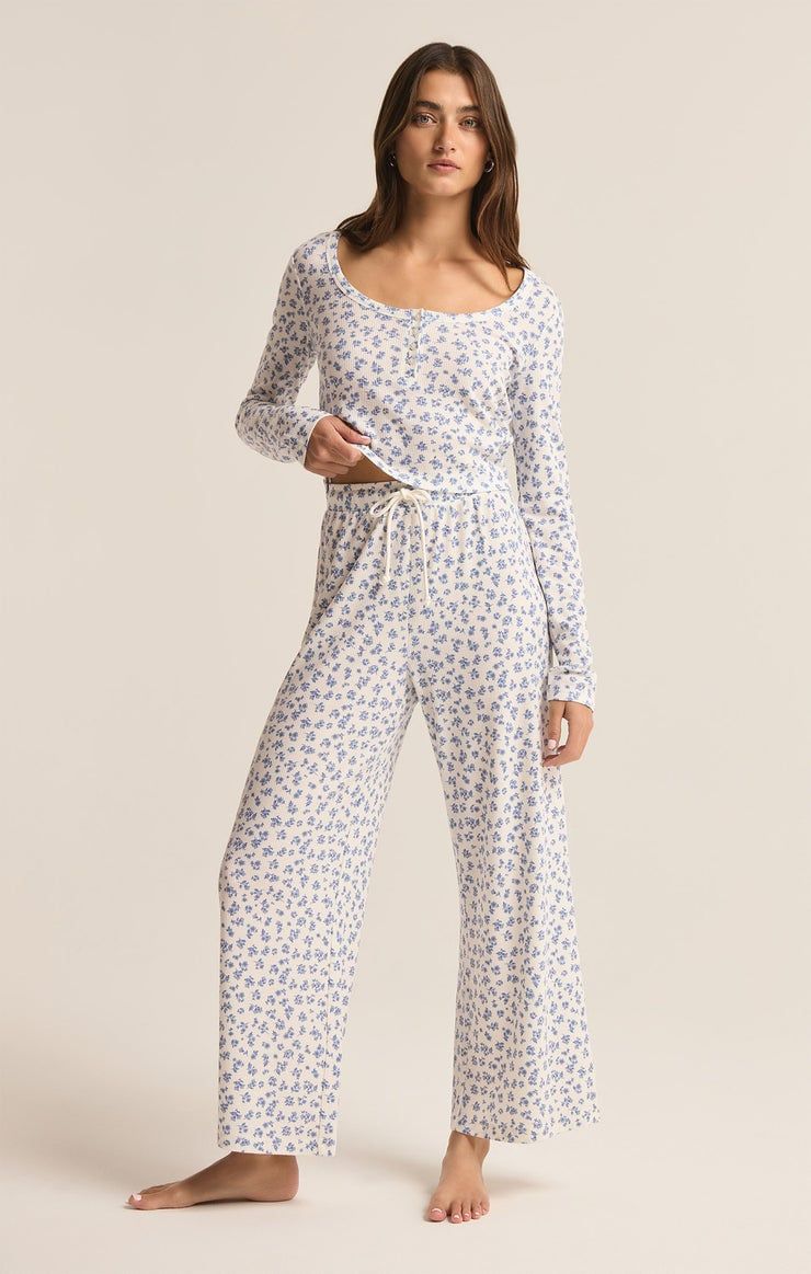 Z Supply Unwind Ditsy Pant Vanilla Ice