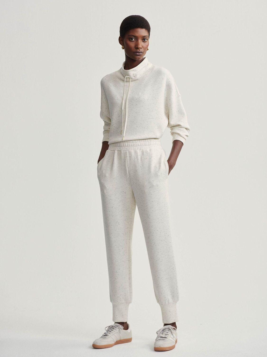 Varley The Slim Cuff Pant 25 Ivory Marl Fleck