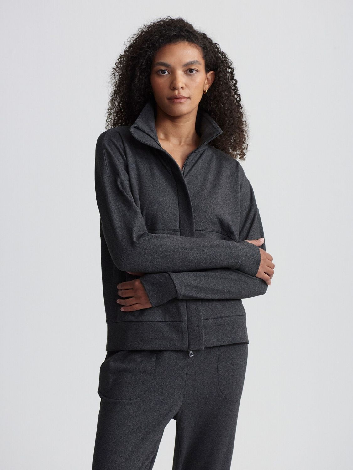 Varley Rozanna Half Zip Midlayer Black Marl