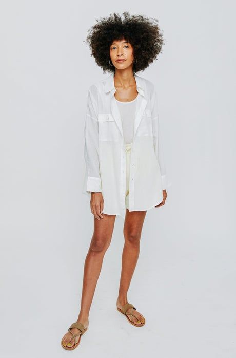 Mirth Kyoto Blouse in White Linen
