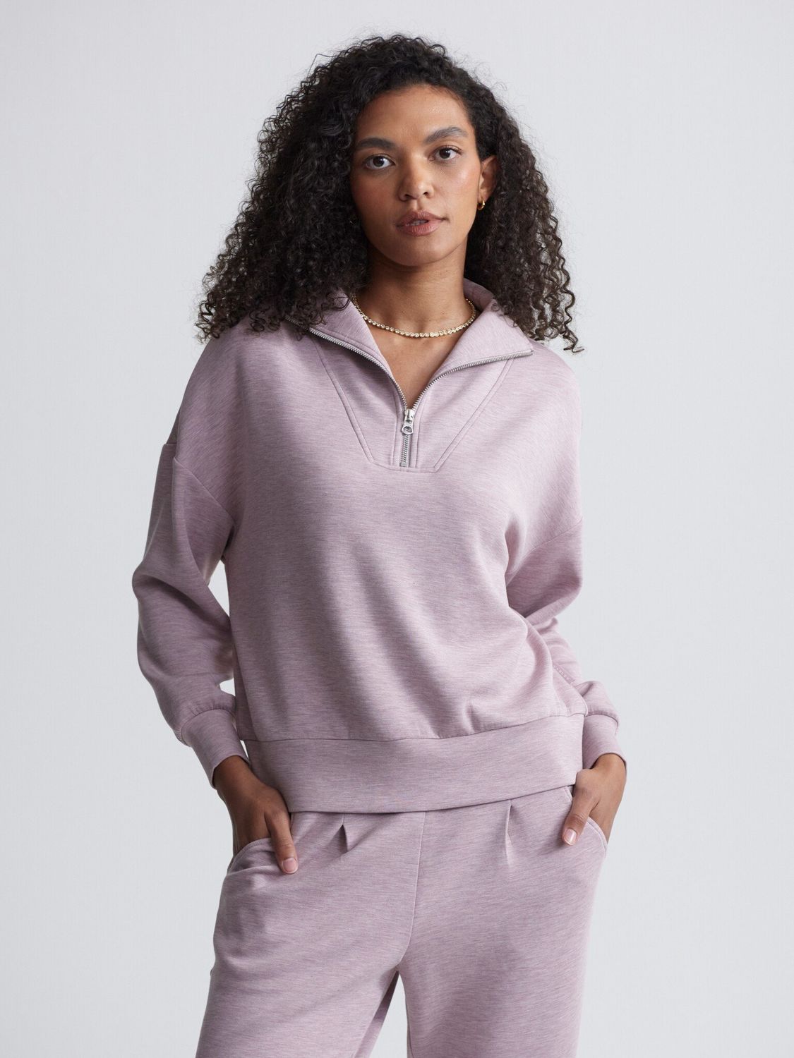 Varley Hawley Half Zip Sweat Mauve Marl