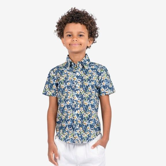 Appaman day party shirt navy daisy