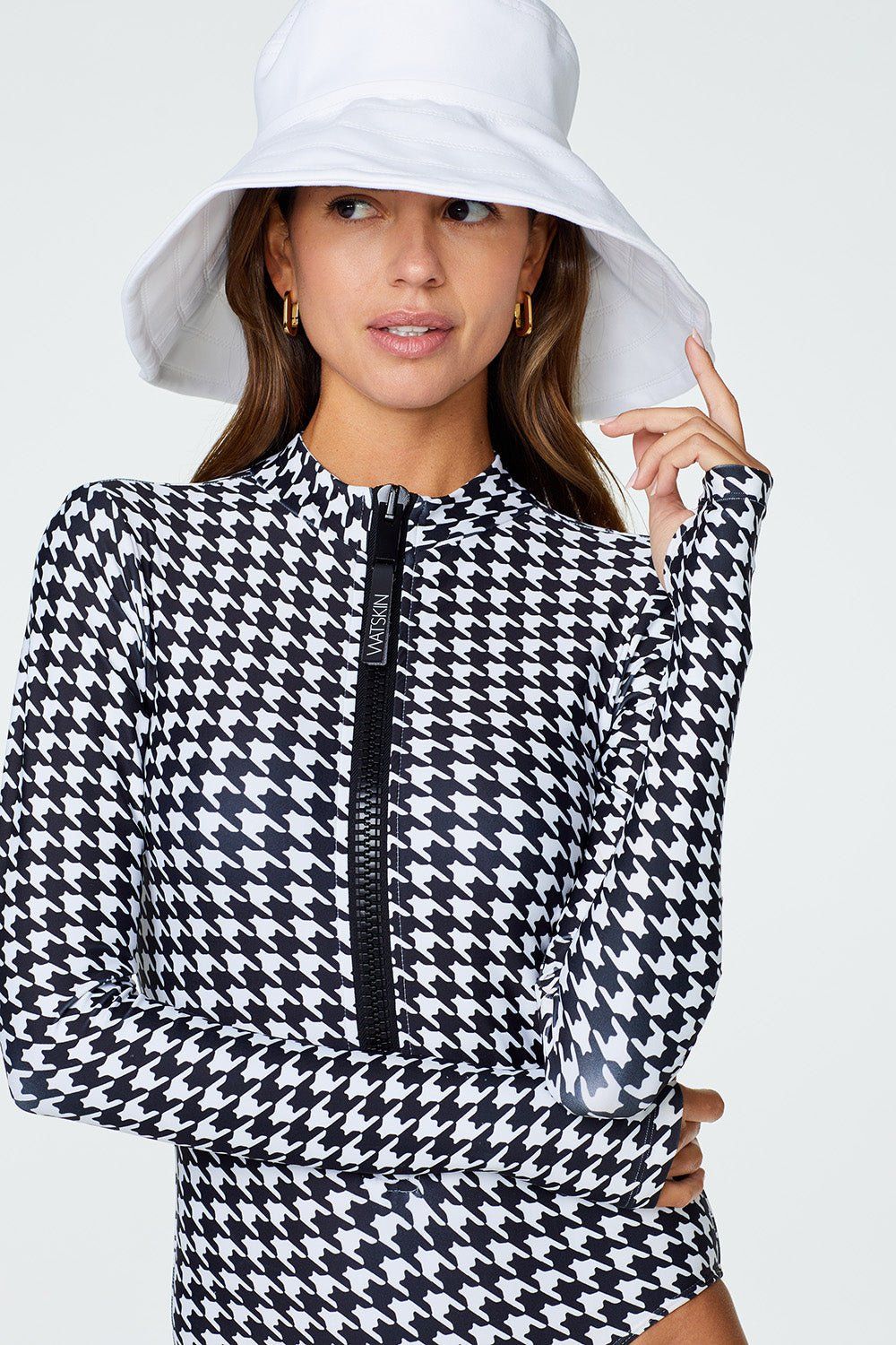 WATSKIN RYANN L/S HOUNDSTOOTH BODYSUIT