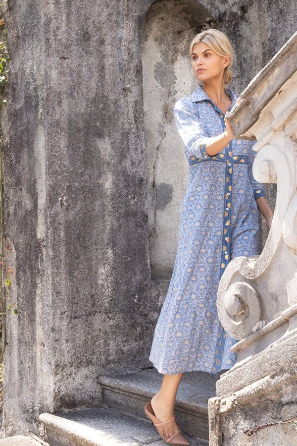 Oliphant Shirt Dress Maxi Budapest Blue