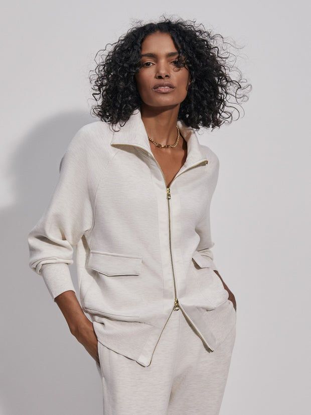 Varley Roxbury Zip Through Ivory Marl