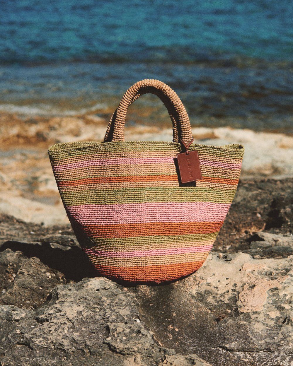 Manebi summer bag Tan &amp; Pink