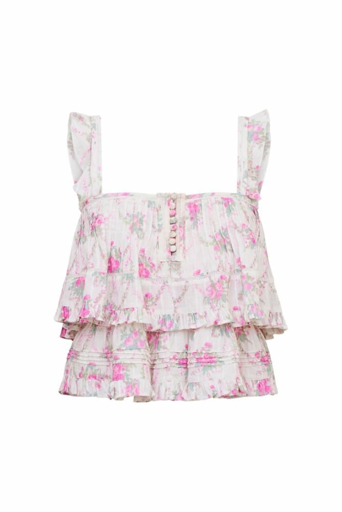 LOVE SHACK FANCY NOVALEE TOP TEA ROSE PINK