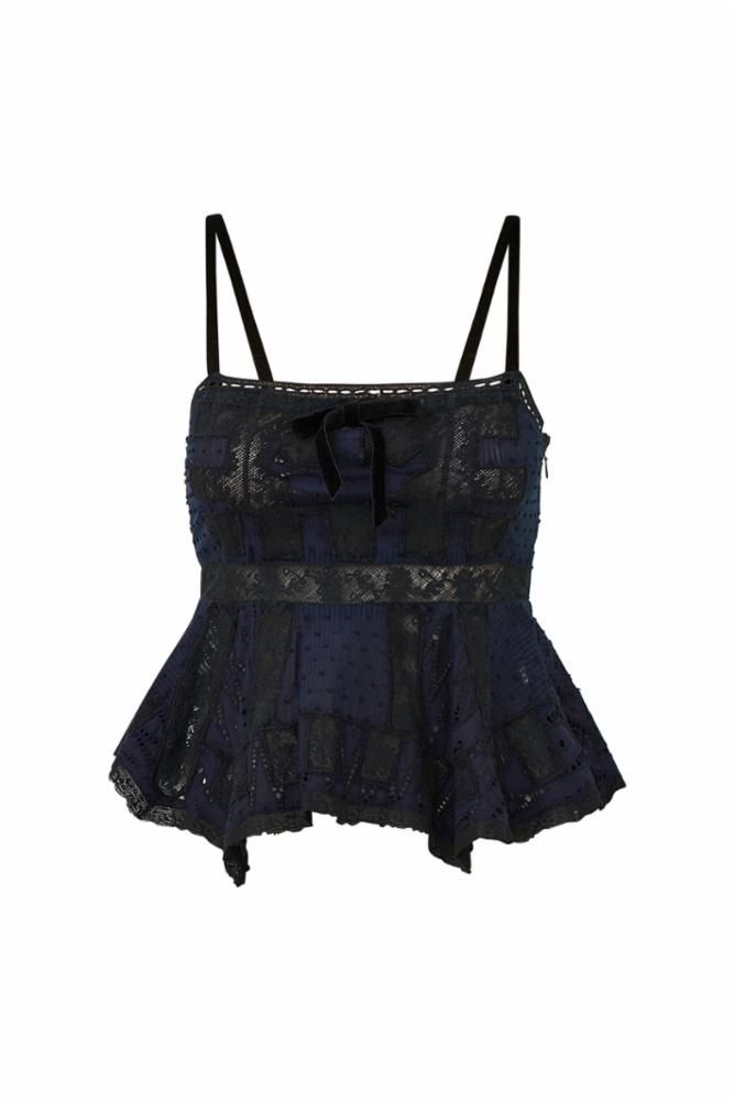 LOVE SHACK FANCY DANIQUE TOP MIDNIGHT VOYAGE