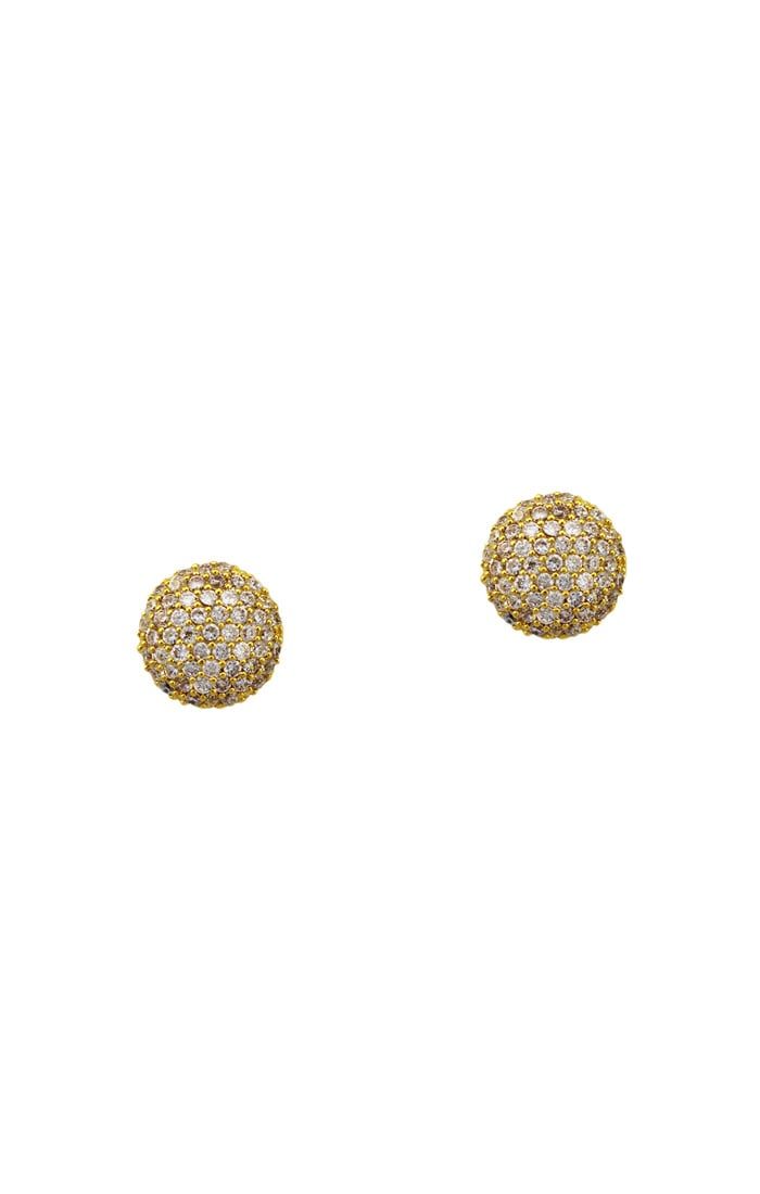 TAI Cz Button Stud Earrings Gold