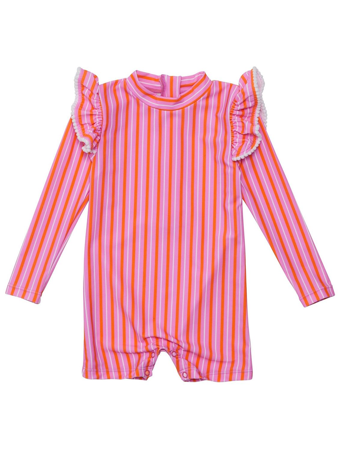 SNAPPER ROCK STRIPY SUNSET SUSTAINABLE LS SUNSUITPINK