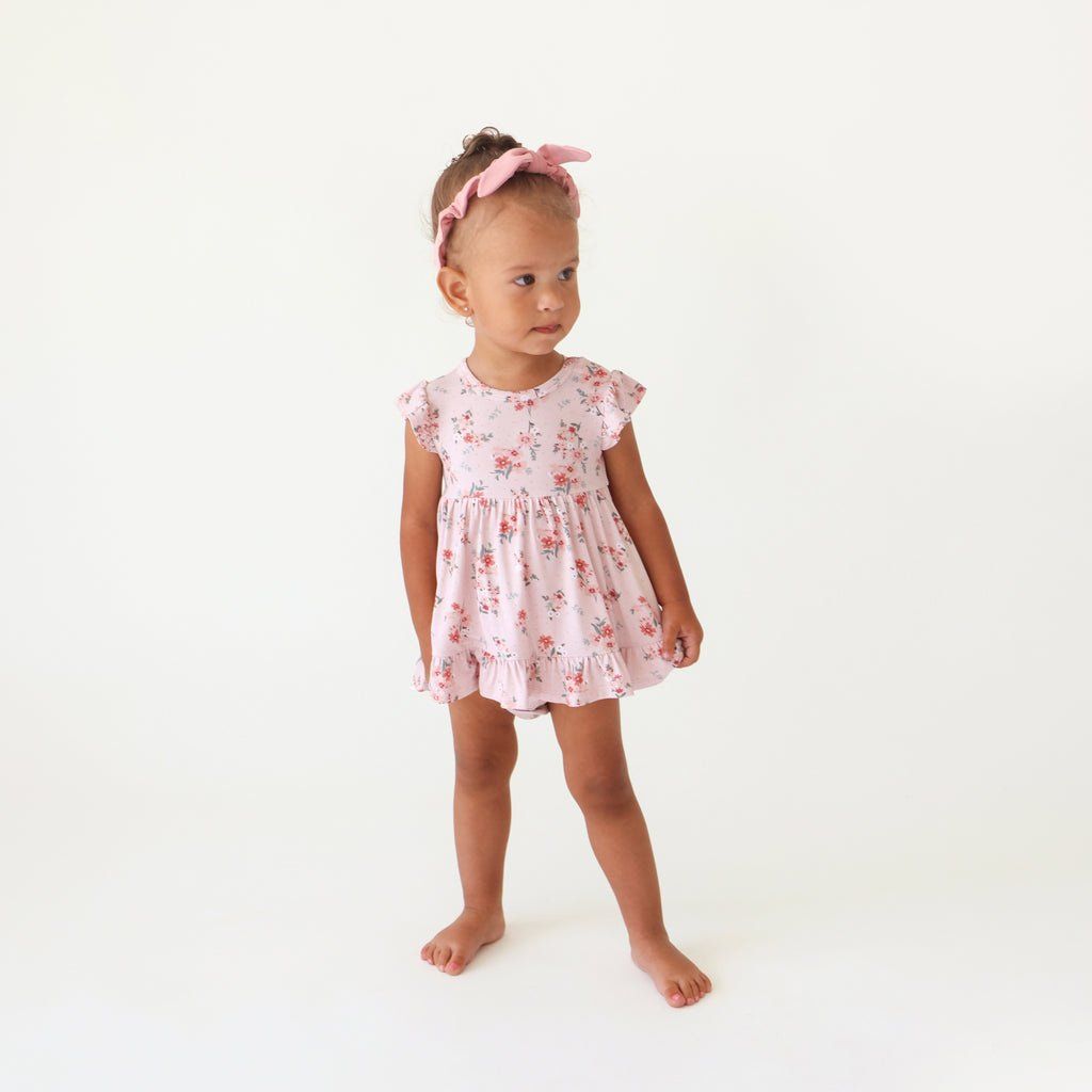 Posh Peanut London - Cap Sleeve Ruffled Bodysuit Dress