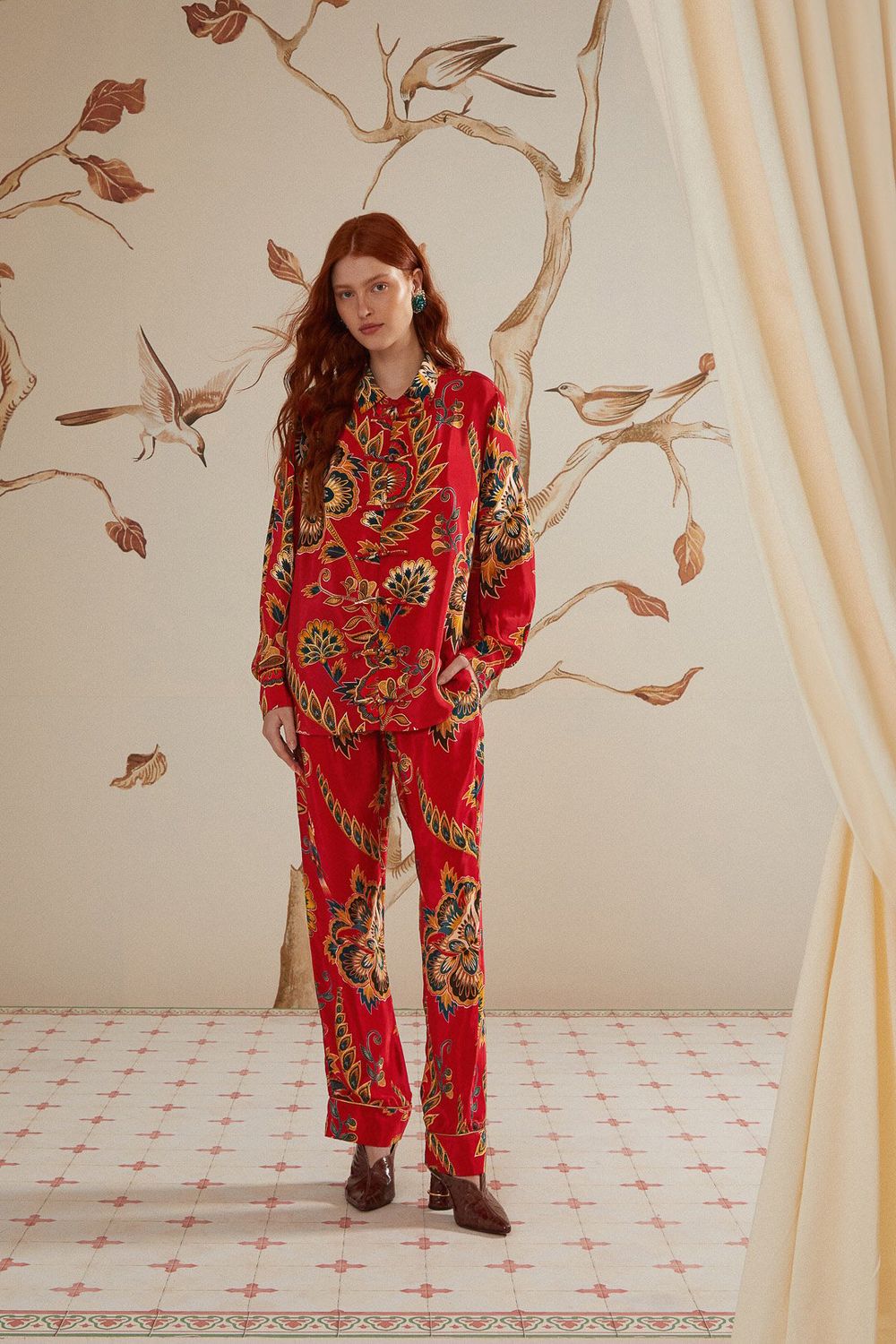FARM RIO MAXI FLORAL RED PAJAMA PANTS