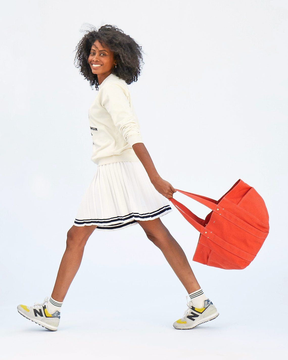 CLARE V LE BOX TOTE POPPY CANVAS