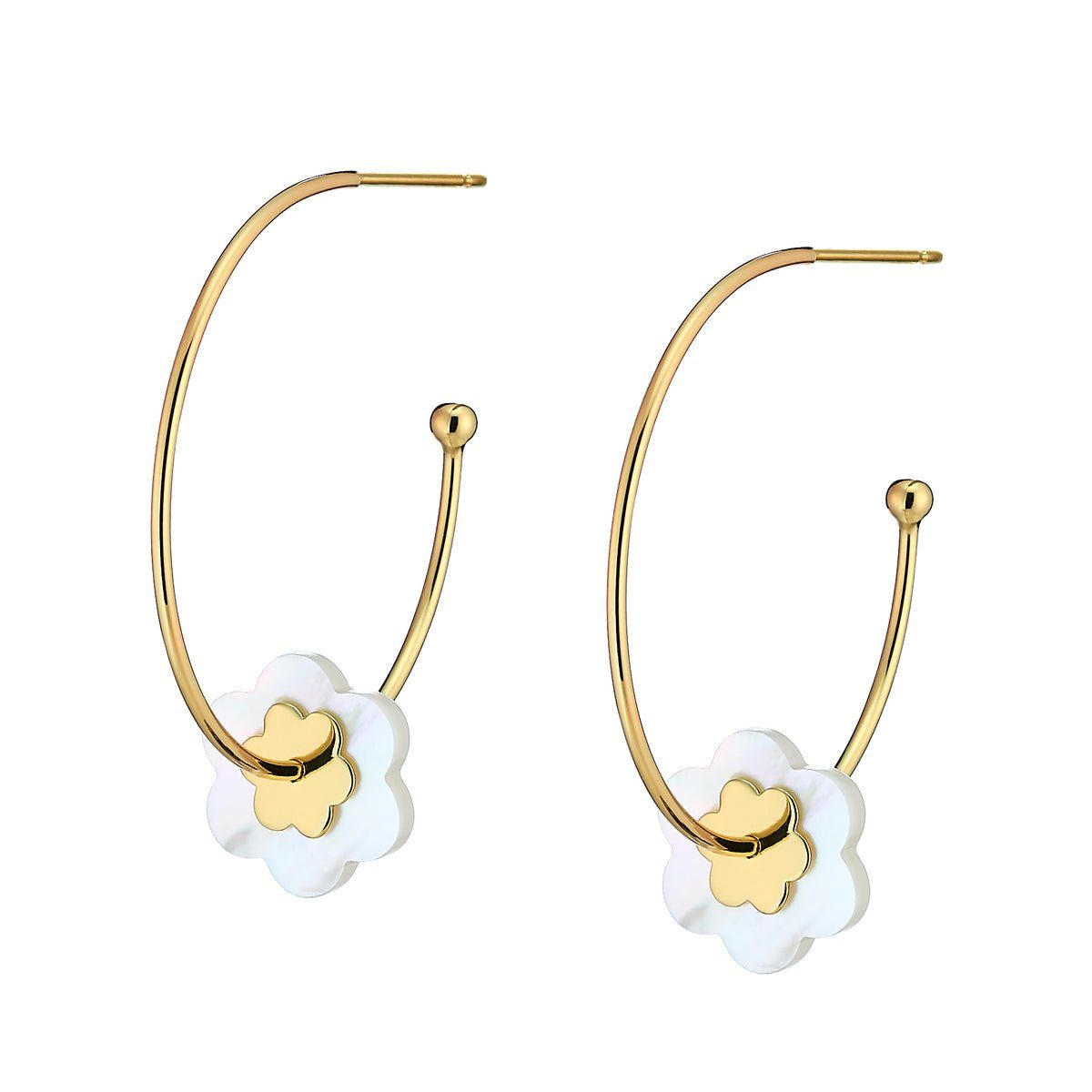 ASHA STACKED FLOWER HOOP EARING