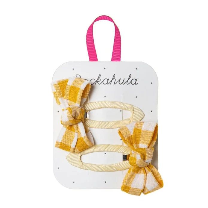 ROCKAHULA Retro Check Twisty Bow Clips
