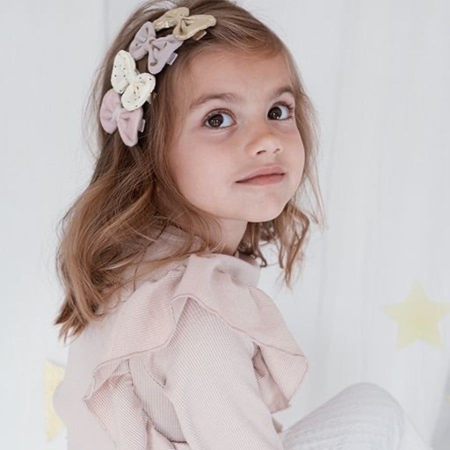 ROCKAHULA Scattered Heart and Gold Bow Clips