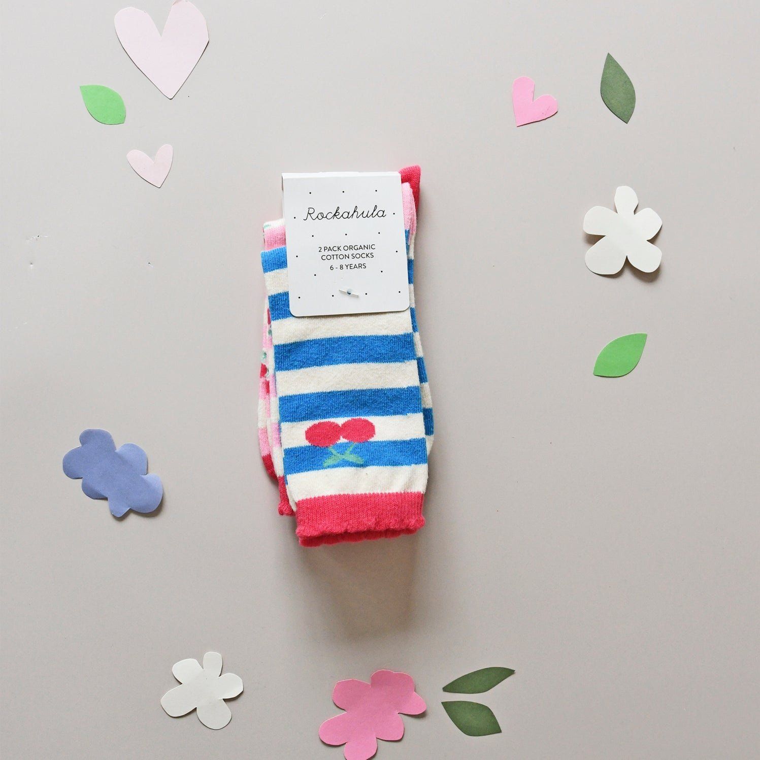 Cherry Stripe 2 Pack Socks 9-12 Jnr