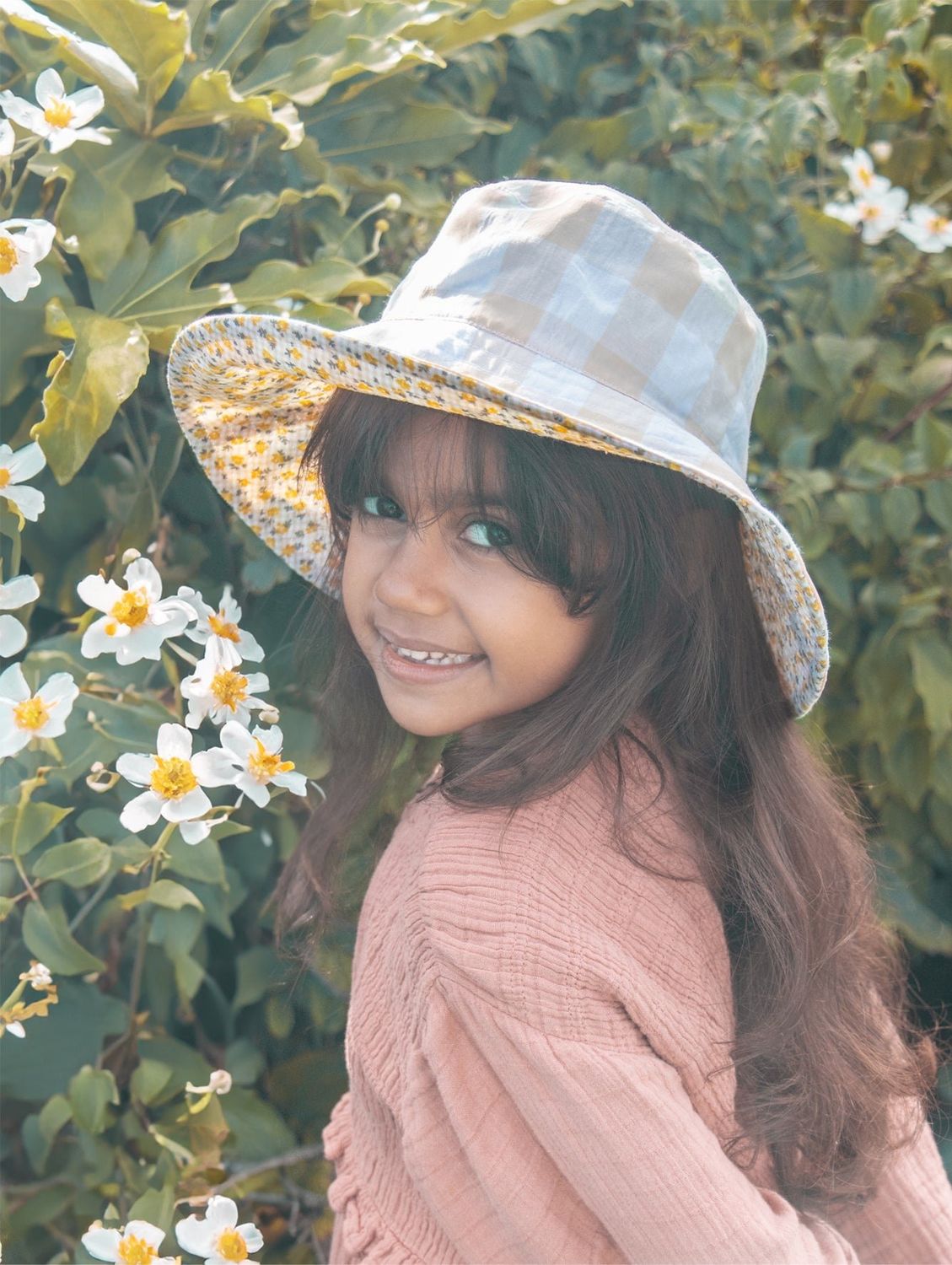 Ditsy Gingham Reversible Sun Hat 3-6 Years