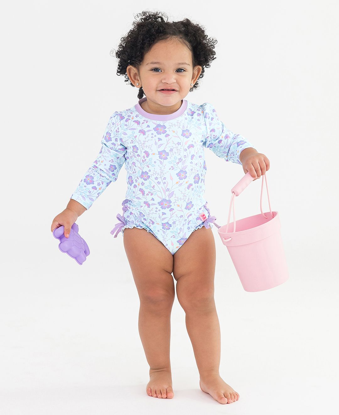 RuffleButts Long Sleeve One Piece Rash Guard FAIRYTALE GARDEN