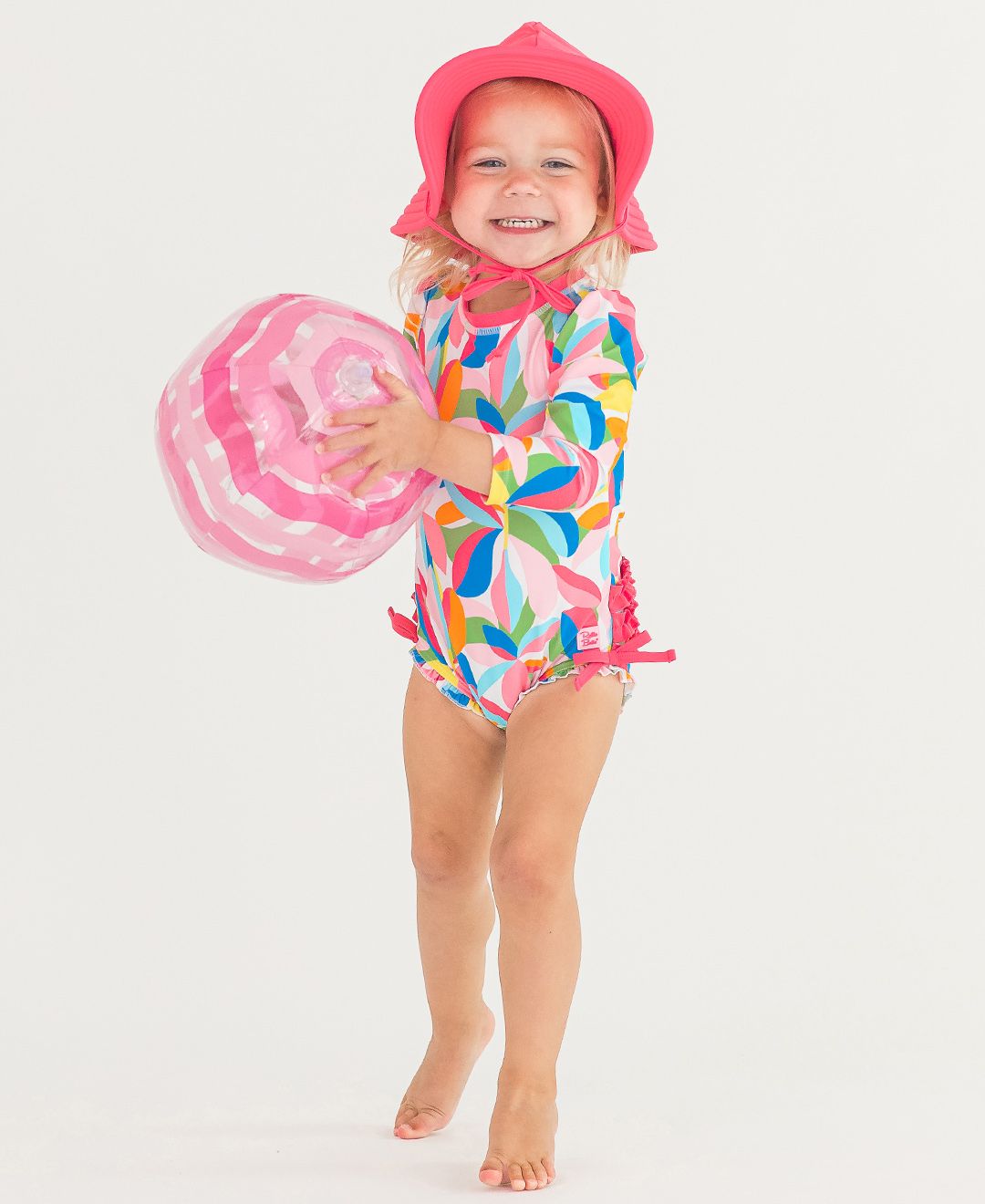 RuffleButts Long Sleeve One Piece Rash Guard TROPICAL ADVENTURE