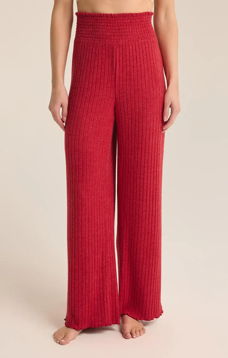 Z Supply Dawn Smocked Rib Pant Haute Red