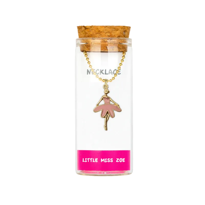 Little Miss Zoe Charming Necklace in a Bottle - Ballerina