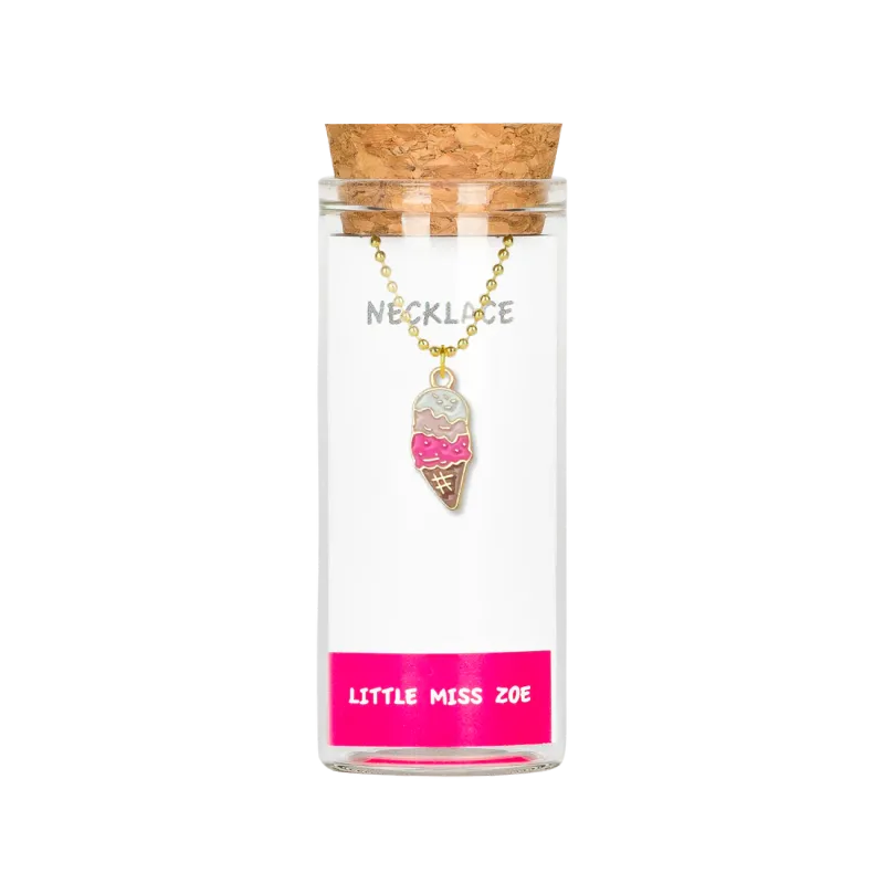Little Miss Zoe Charming Necklace in a Bottle - Ice Cream