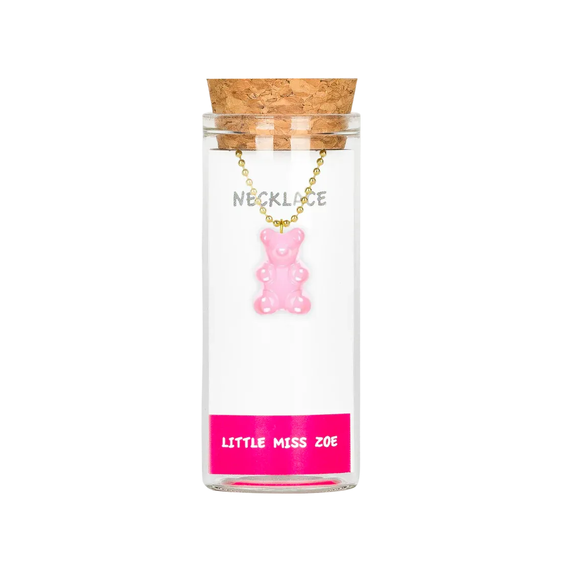 Little Miss Zoe Charming Necklace in a Bottle - Gummy Bear bubble gum