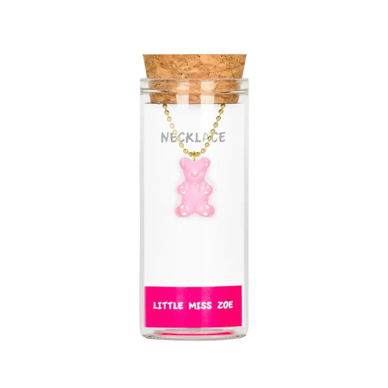 Little Miss Zoe Charming Necklace in a Bottle - Gummy Bear bubble gum