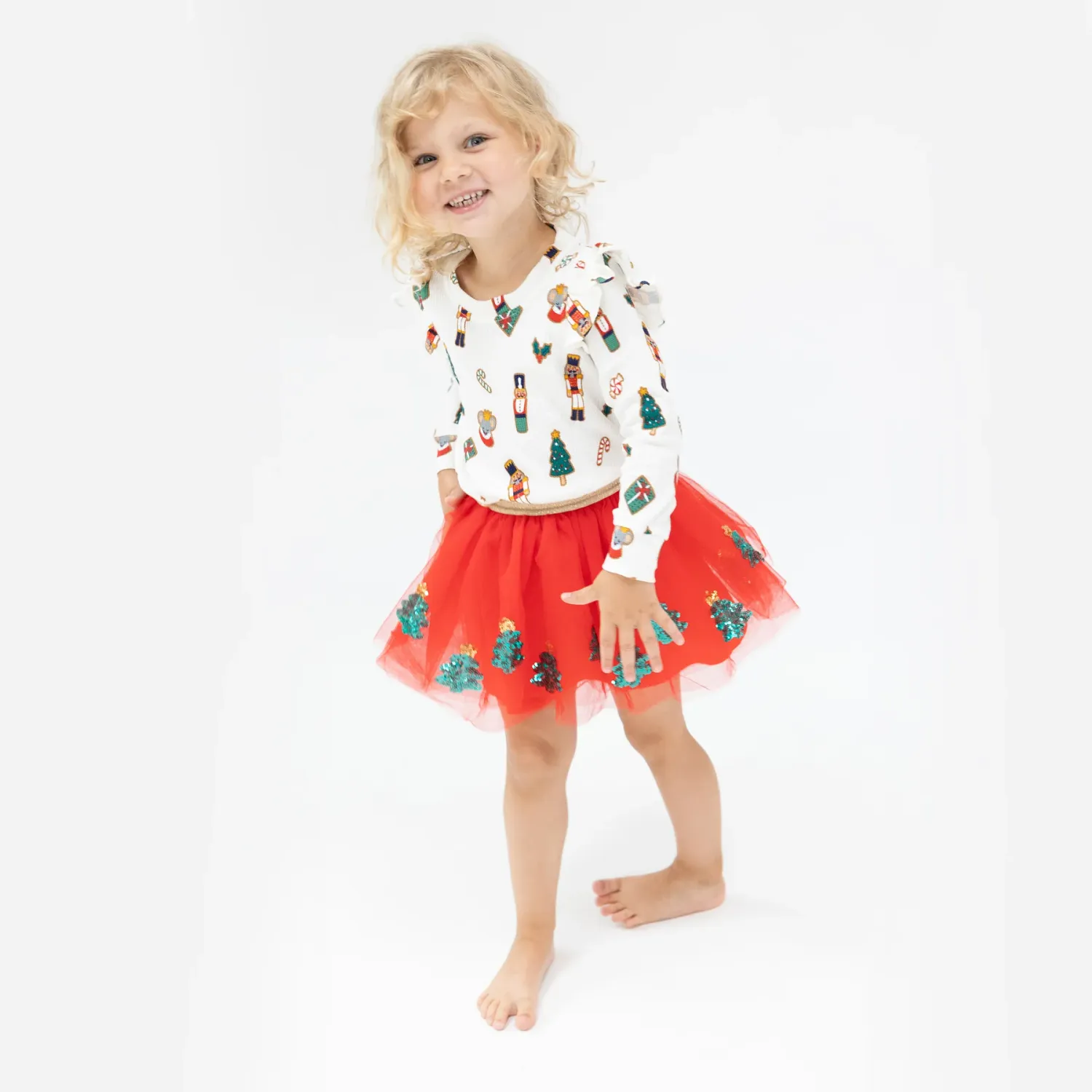 Angel Dear Nutcracker Christmas Cookies Ruffle Sweatshirt