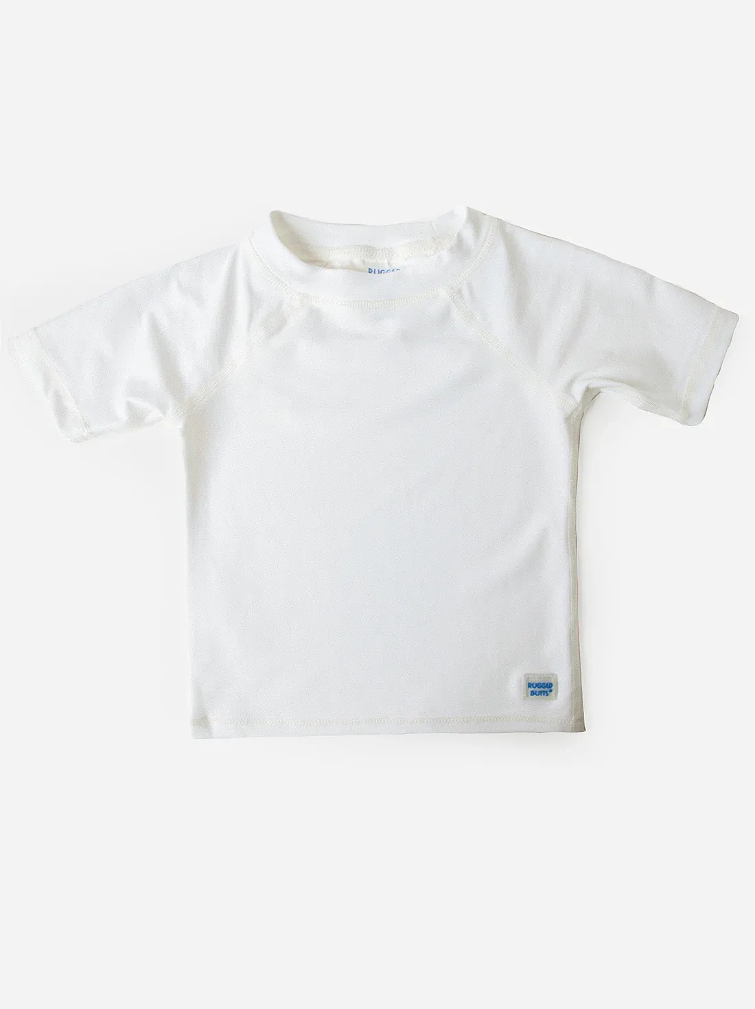 RuffleButts Short Sleeve Rash Guard WHITE