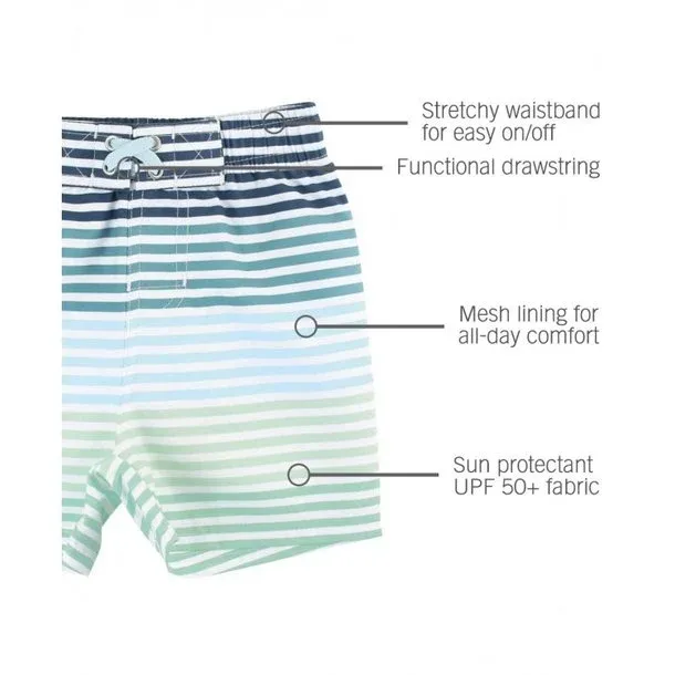 RuffleButts Swim Trunks COASTAL STRIPE