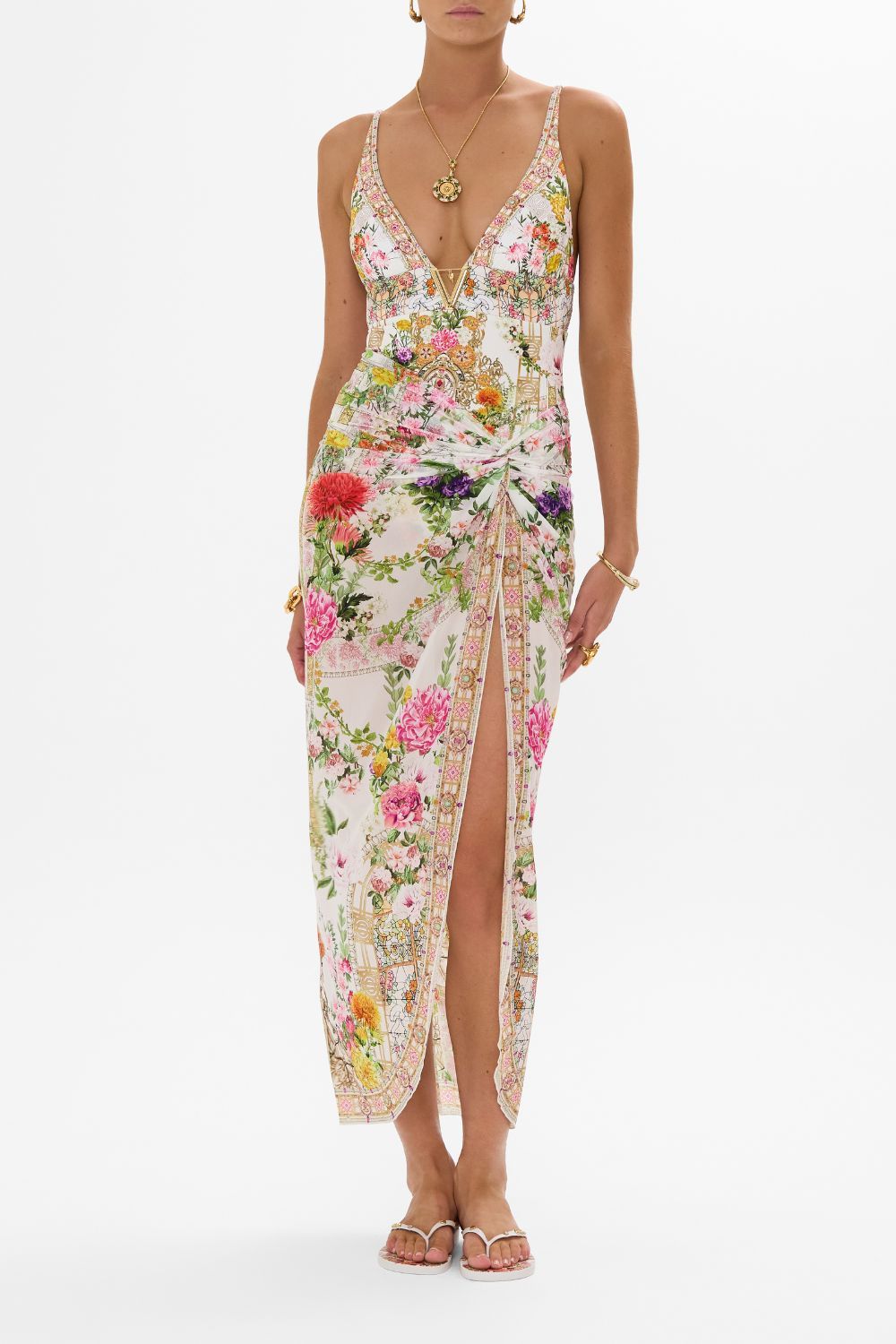 CAMILLA TWIST FRONT LONG SKIRT EGYPTIAN ROSE
