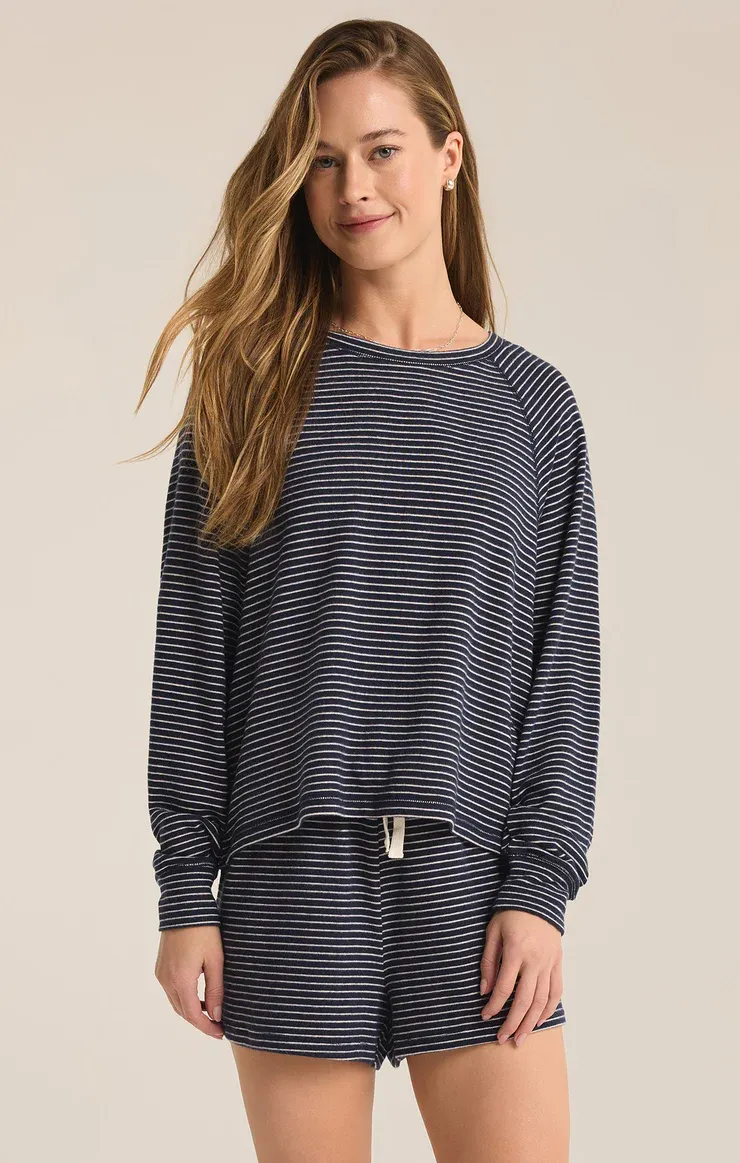 Z Supply Staying In Stripe LS Top Eclipse