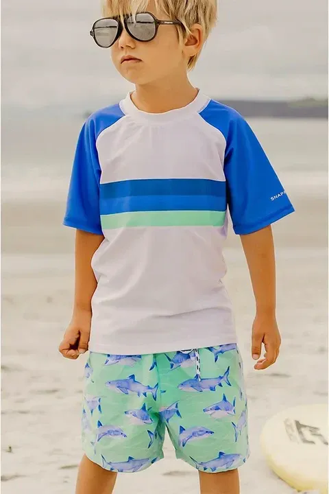 SNAPPER ROCK Shark Stripe SS Rash Top