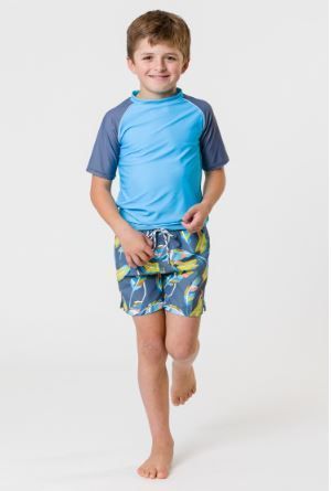 Snapper Rock Aqua Slate Sleeve SS Rash Top