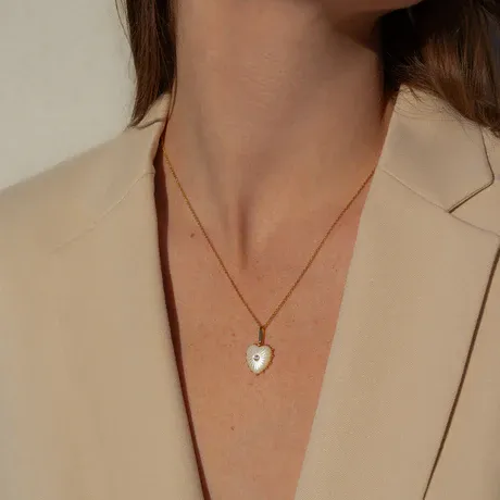 THATCH ISABEL PEARL HEART NECKLACE GOLD