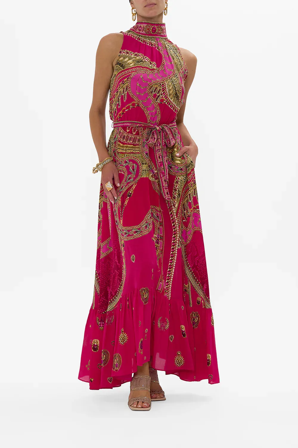 CAMILLA NECKTIE DRESS WITH ELASTICATED WAIST KISSED BY A COBRA