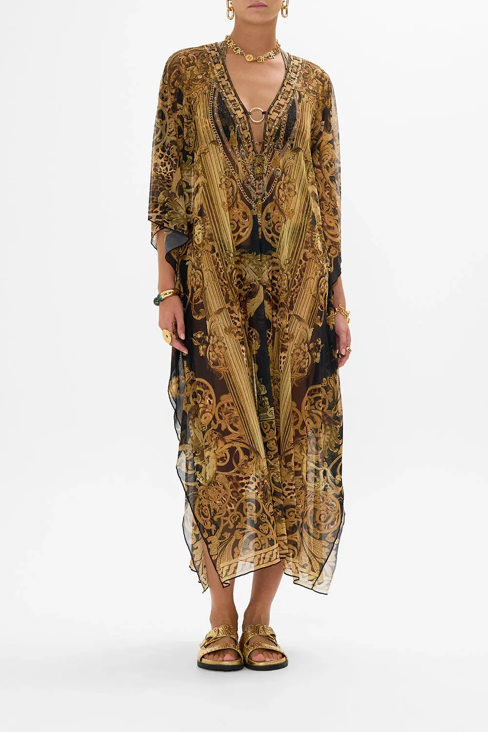 CAMILLA STRETCH MESH KAFTAN WITH TRIM ERA OF EMPIRES