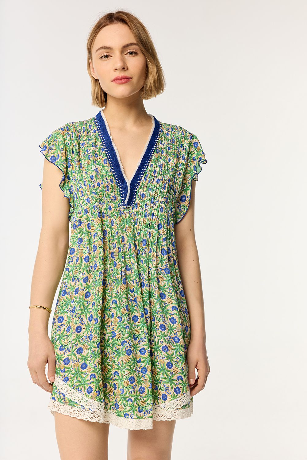 POUPETTE ST BARTH MINI DRESS SASHA V BLUE HONOLULU