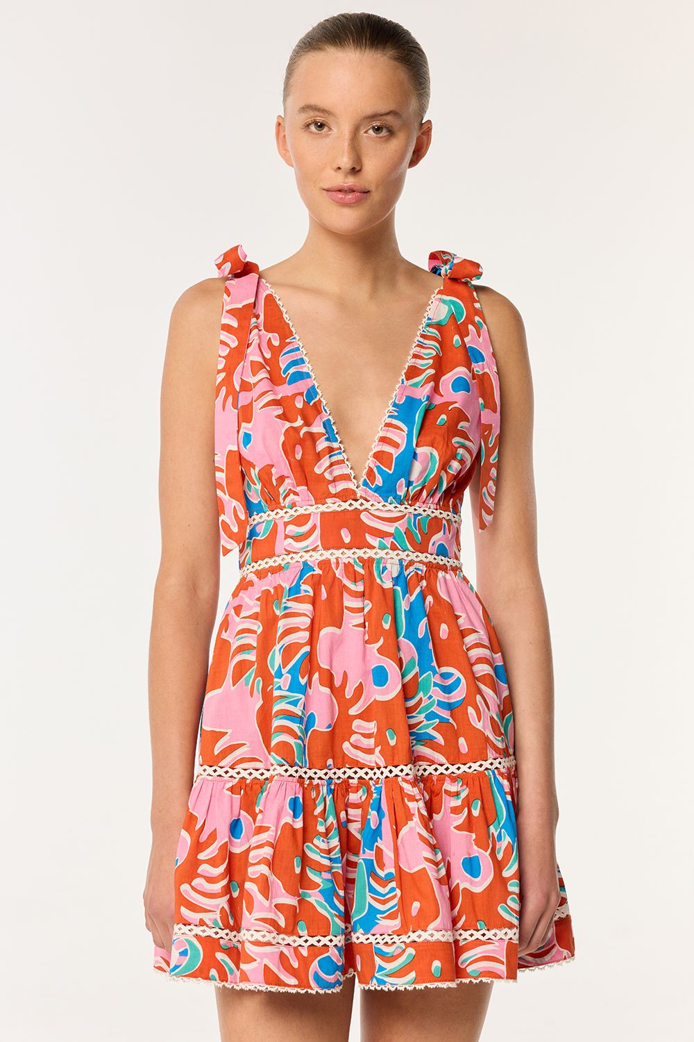 POUPETTE ST BARTH MINI DRESS CARA CT RED GEO AFRO