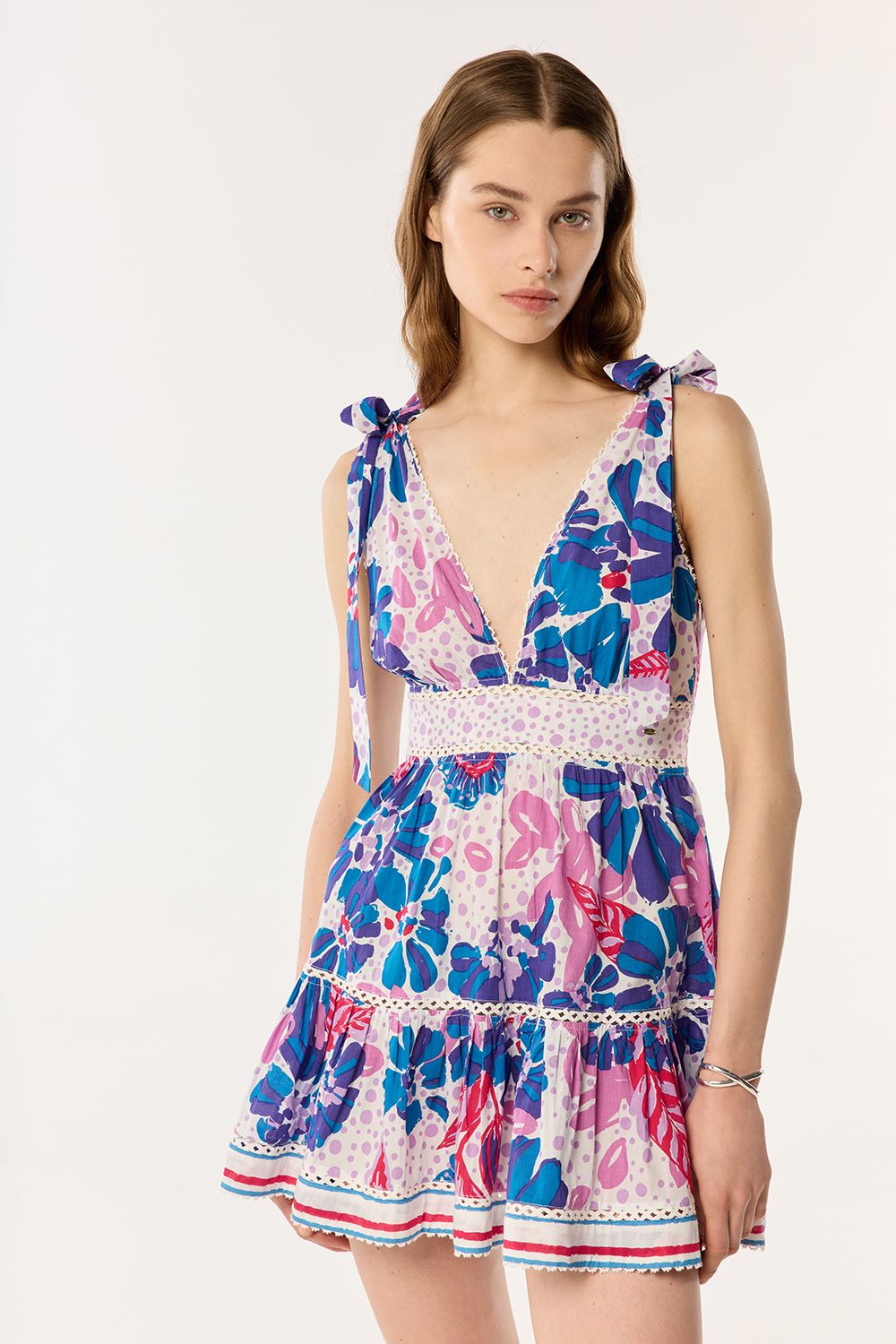 POUPETTE ST BARTH MINI DRESS CARA CT BLUE ARTISTIC FLOWER