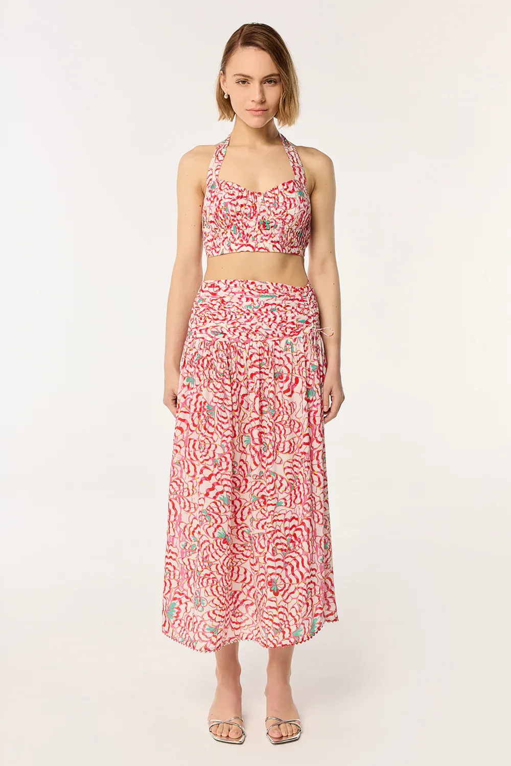 POUPETTE ST BARTH LONG SKIRT CARLA V PINK WINGS FLOWER