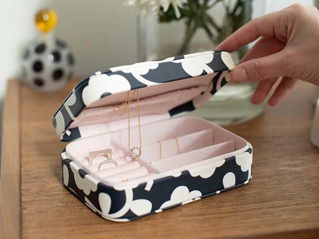 Caroline Gardener Charcoal Mono Flower Jewellery Box