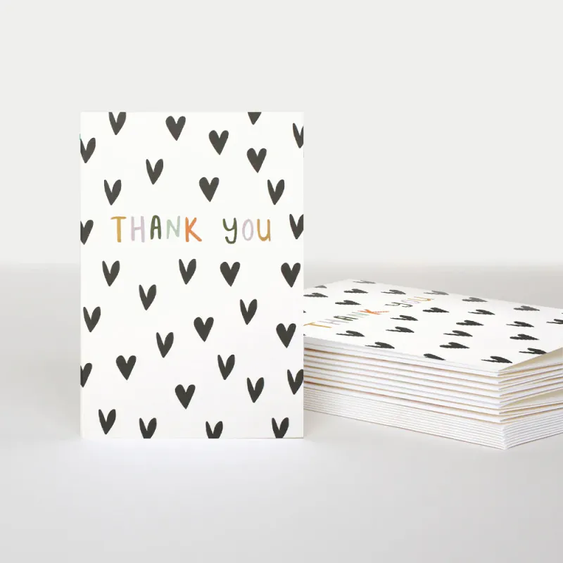 Caroline Gardner Thank You Scattered Hearts 10 pack of cards